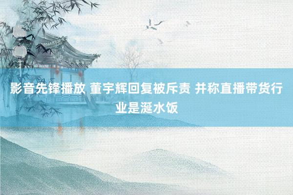 影音先锋播放 董宇辉回复被斥责 并称直播带货行业是涎水饭