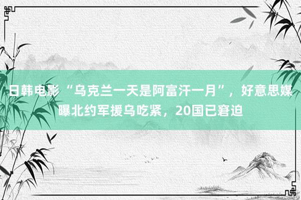 日韩电影 “乌克兰一天是阿富汗一月”，好意思媒曝北约军援乌吃紧，20国已窘迫