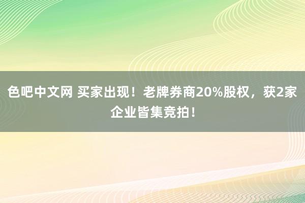 色吧中文网 买家出现！老牌券商20%股权，获2家企业皆集竞拍！